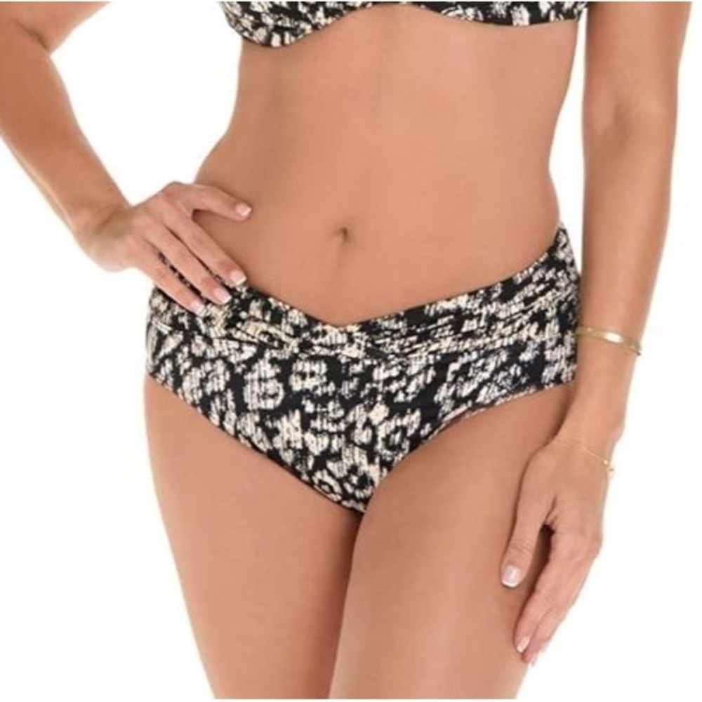 Miraclesuit Women's Bikini Bottoms Black Catwalk Shirred Waist Bottom Size 16